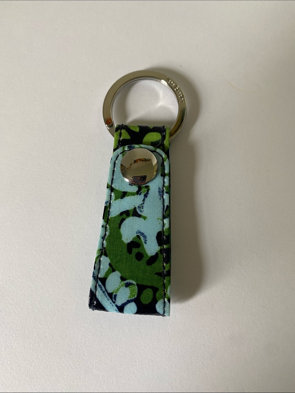Vera Bradley Loop Keychain Green Blue Key Holder